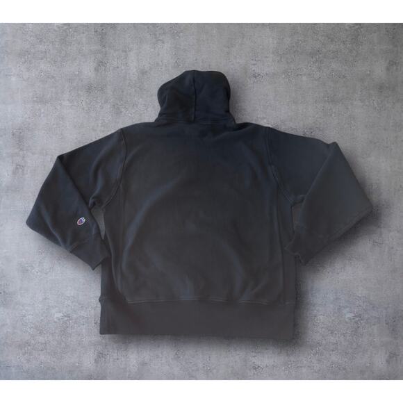 Vtg Champion Reverse Weave Black Hoodie Mens Large Faded Pullover Sweater Y2K - Picture 2 of 9